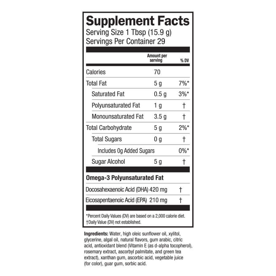 
                                
                                    Vegan Omega-3 Pink Lemonade Algae Oil | Seriously Delicious® supplement facts
                                
                            