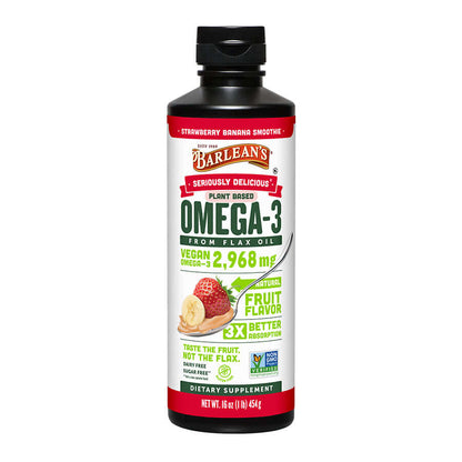 Barlean’s Strawberry Banana Flax Oil bottle