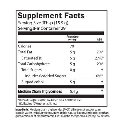 Coconut MCT Oil | Seriously Delicious® Supplement facts