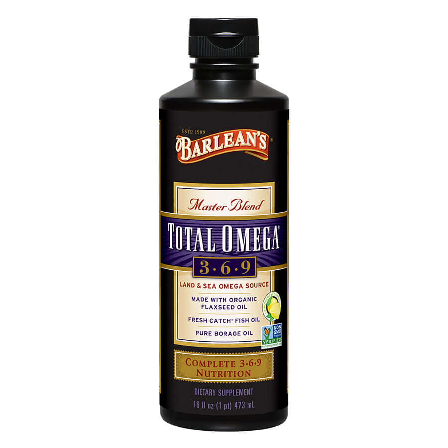 
                                
                                    Barlean’s Total Omega 3-6-9 Liquid Lemonade bottle on white background
                                
                            