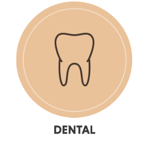 An icon of a tooth with text: Dental