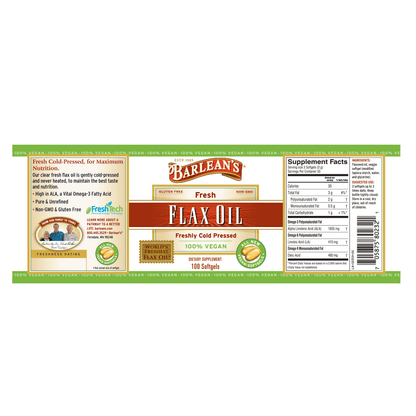 Daily vegan supplement with flax oil for heart and brain health full label