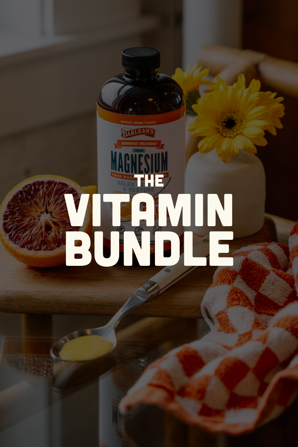 get all the vitamins your body needs daily with barlean's vitamin bundle featuring tropical flavored liquid Multivitamin, orange creme liquid Magnesium, and liquid vitamin D3 in a Strawberry Creme flavor