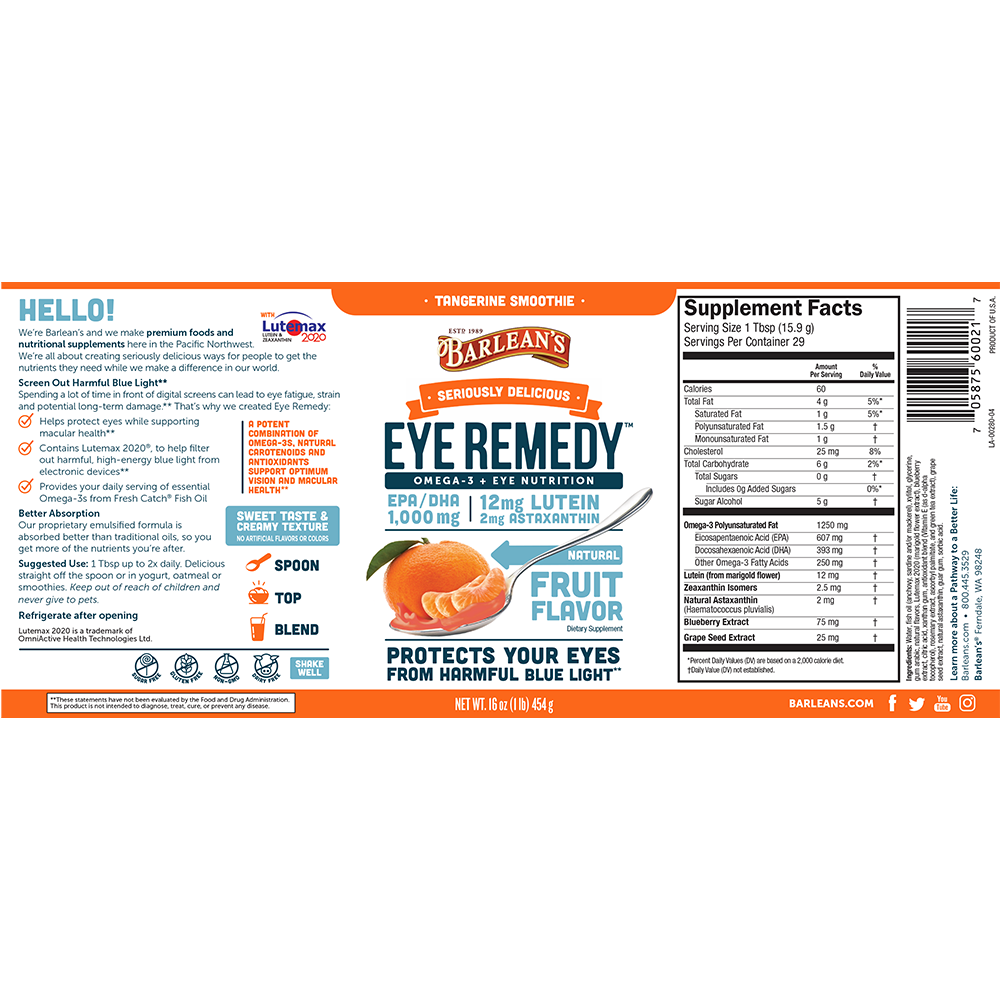 
                                
                                    Eye Remedy™ - Tangerine Smoothie Fish Oil
                                
                            