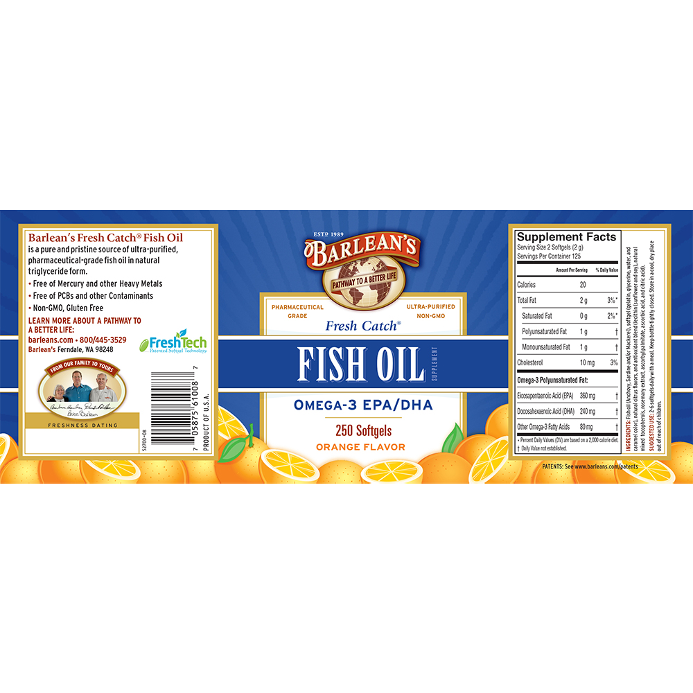 
                                
                                    Fresh Catch® Fish Oil Softgels  - Orange Flavor
                                
                            