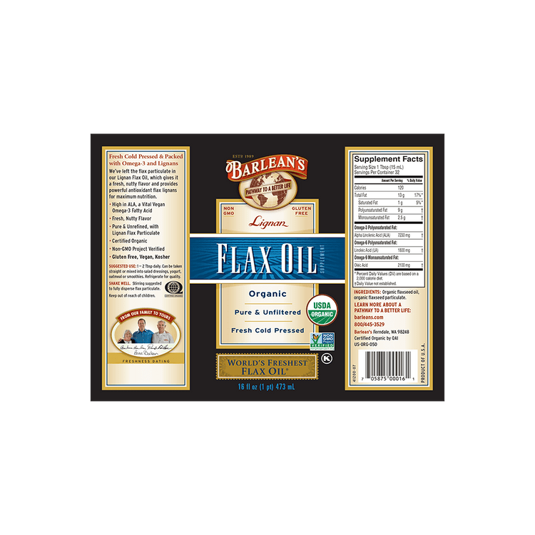 Organic High Lignan Flaxseed Oil Flax Lignans Vegan Flax Oil