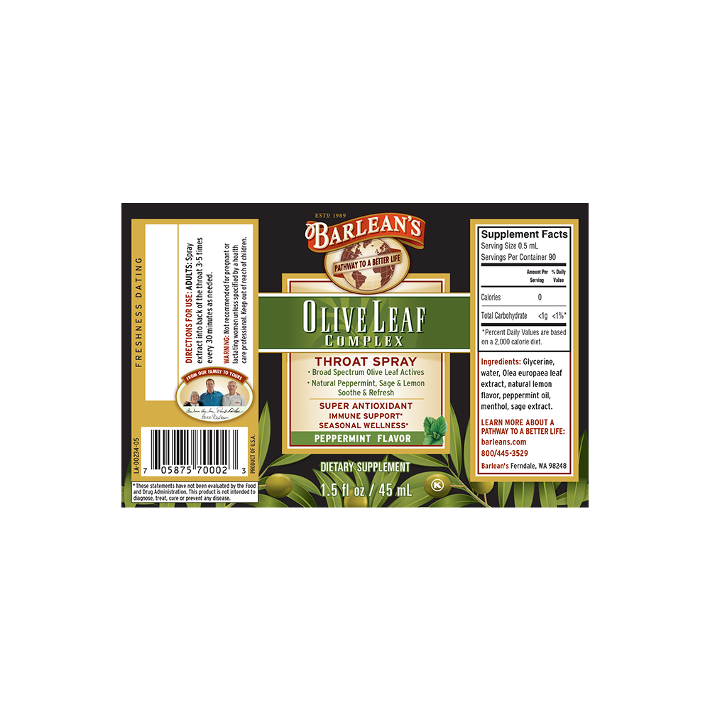 Olive Leaf Complex Throat Spray - Peppermint