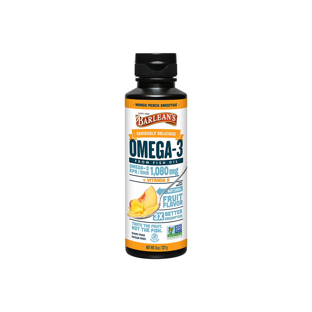 Mango Fish Oil With Vitamin D, Omega-3 Mango Peach Fish Oil