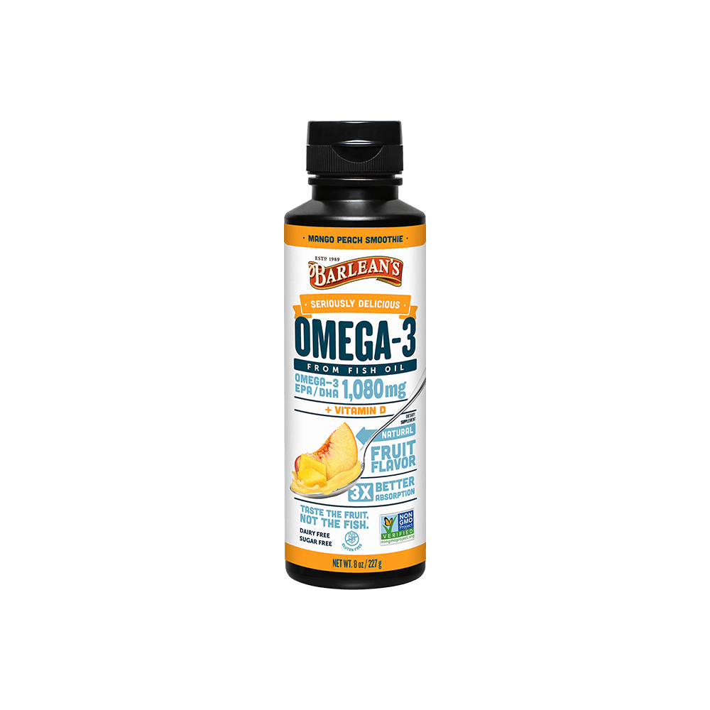 Mango Fish Oil With Vitamin D | Omega-3 Mango Peach Fish Oil | Barlean ...