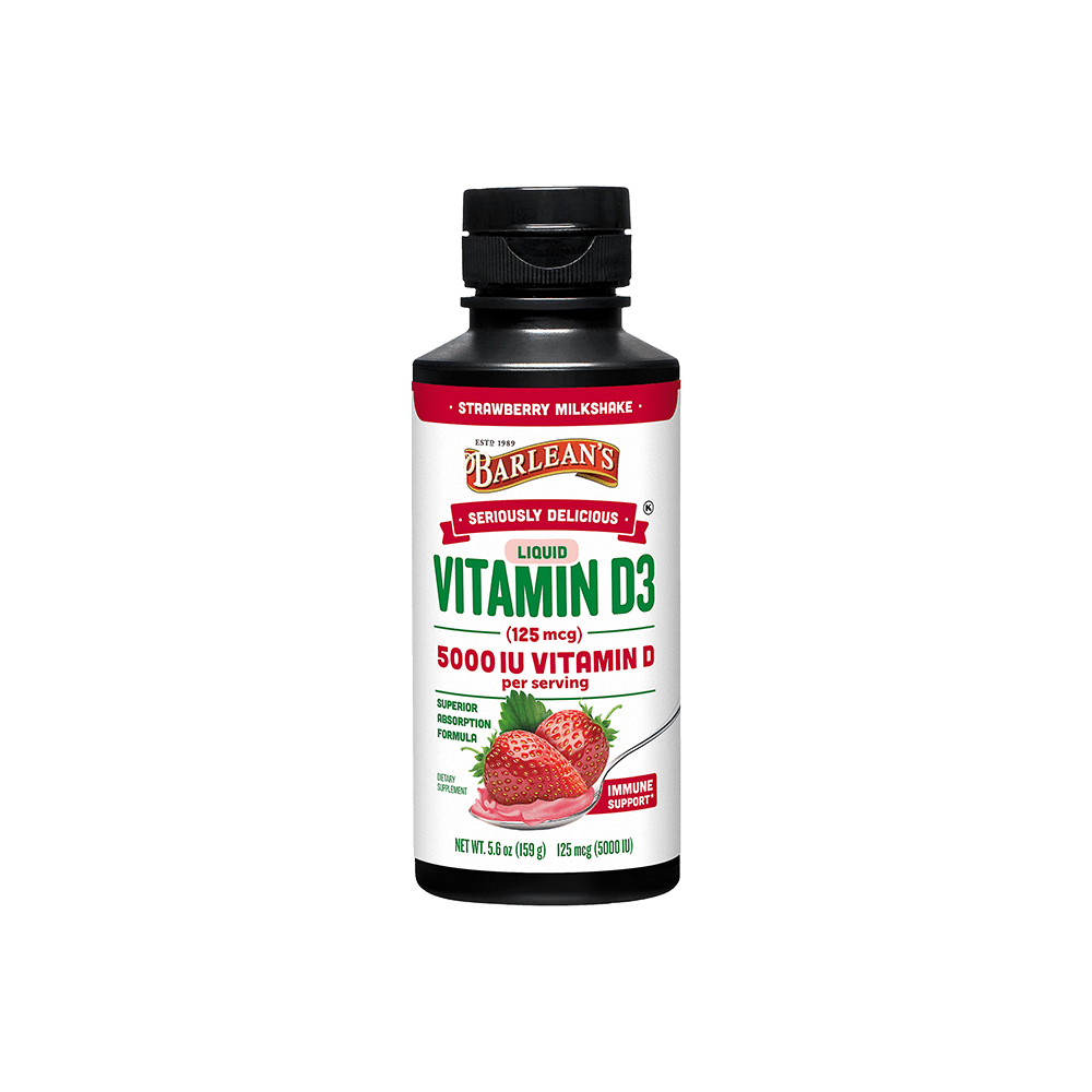 Barlean’s Vitamin D3 Strawberry Milkshake liquid bottle