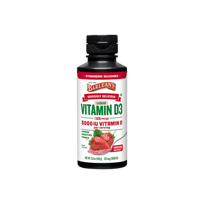 Barlean’s Vitamin D3 Strawberry Milkshake liquid bottle