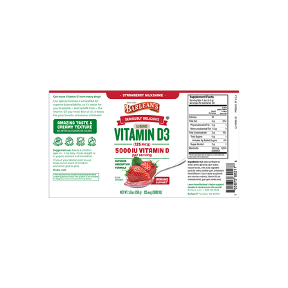 Vitamin D3 – Strawberry Milkshake full label