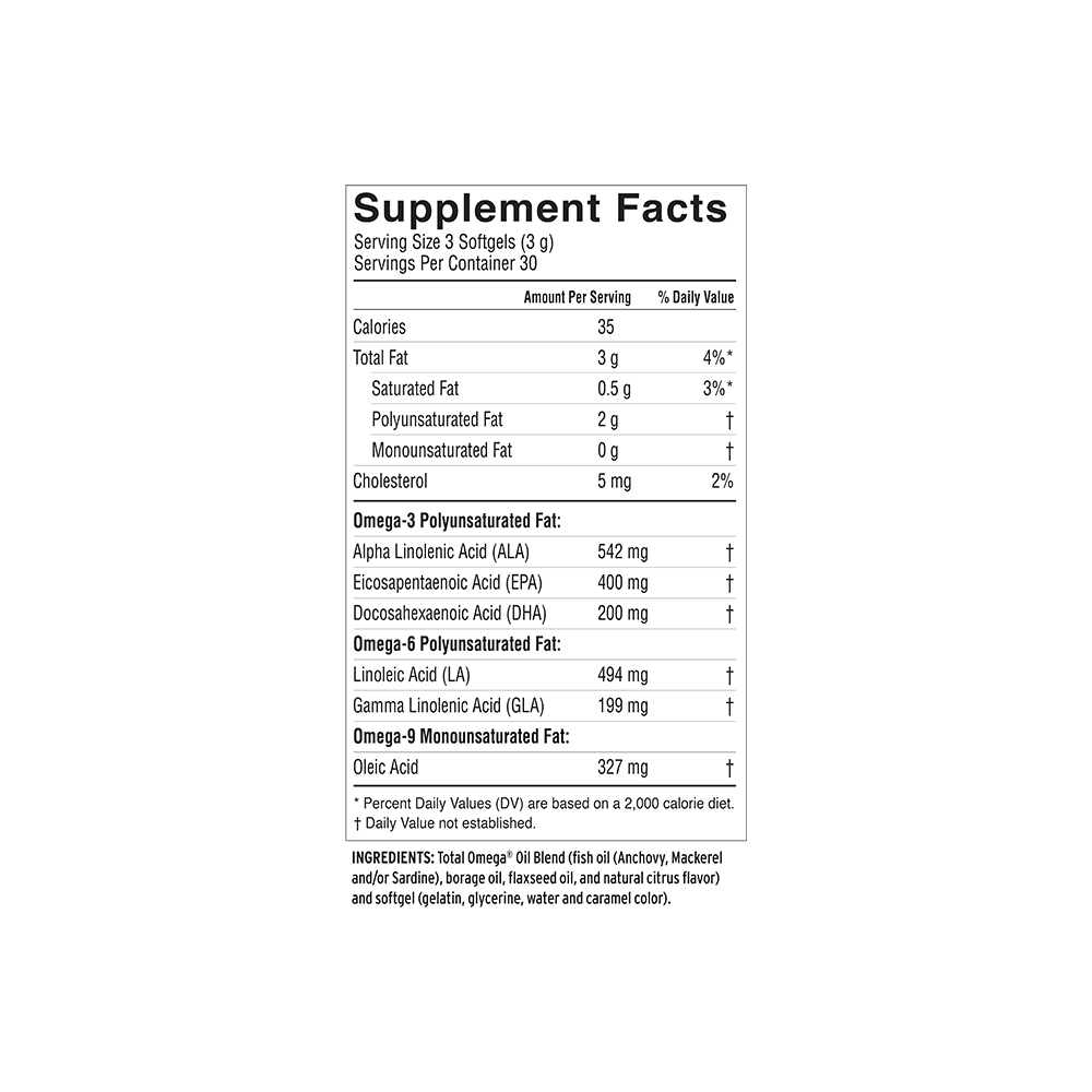 
                                
                                    Total Omega® 3-6-9 Lemonade Flavor Softgels
                                
                            